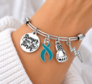 Choose Your Ribbon Bracelet, Awareness Ribbon Jewelry, Stronger Than the Storm, Cancer Fighter Gift, Survivor Bracelet, Custom Ribbon Color