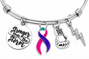 Thyroid Cancer Bracelet, Pink Teal Purple Ribbon Gift, Stronger Than the Storm, Thyroid Cancer Awareness Jewelry, Fighter Gift