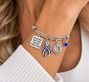 ALS Awareness Bracelet – Blue & White Striped ALS Ribbon, “You Are More Loved” Amyotrophic Lateral Sclerosis Gift