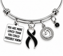 Your Are More Loved than - Black Ribbon Melanoma Awareness Bracelet, Cancer Survivor Gift, Skin Cancer Awareness Jewelry, Memorial Gift