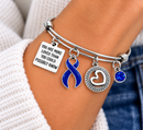Navy Blue Ribbon Colorectal Cancer Awareness Bracelet, You Are More Loved Inspirational Gift, Colon Cancer Survivor Jewelry