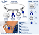 Navy Blue Ribbon Colorectal Cancer Awareness Bracelet, You Are More Loved Inspirational Gift, Colon Cancer Survivor Jewelry