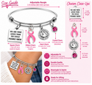 Pink Ribbon Breast Cancer Awareness Bracelet, You Are More Loved Inspirational Jewelry, Breast Cancer Survivor Gift, Adjustable Charm Bangle