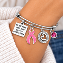 Pink Ribbon Breast Cancer Awareness Bracelet, You Are More Loved Inspirational Jewelry, Breast Cancer Survivor Gift, Adjustable Charm Bangle
