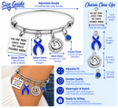 Periwinkle Ribbon Awareness Bracelet, Stomach Cancer & Eating Disorder Awareness, You Are More Loved Inspirational Gift, Adjustable Bangle
