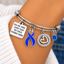 Periwinkle Ribbon Awareness Bracelet, Stomach Cancer & Eating Disorder Awareness, You Are More Loved Inspirational Gift, Adjustable Bangle