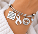 White Awareness Ribbon Bracelet, You Are More Loved Gift, Lung Cancer Support, Survivor Encouragement Jewelry, White Ribbon Gift