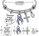 ALS Awareness Bracelet – Blue & White Ribbon Faith Over Fear Bracelet, ALS Warrior Caregiver Gift