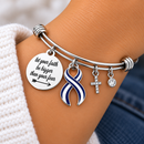 ALS Awareness Bracelet – Blue & White Ribbon Faith Over Fear Bracelet, ALS Warrior Caregiver Gift