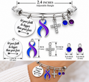Blue & Purple Awareness Ribbon Bracelet – Faith Over Fear Warrior Survivor Christian Encouragement Gift