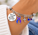 Blue & Purple Awareness Ribbon Bracelet – Faith Over Fear Warrior Survivor Christian Encouragement Gift