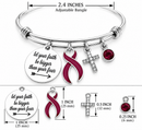 Burgundy Awareness Ribbon Bracelet – Multiple Myeloma Faith Over Fear Warrior & Survivor Gift