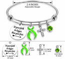 Lime Green Ribbon Lymphoma Awareness Bracelet – Non-Hodgkin Lymphoma, Lyme Disease Faith Over Fear Gift