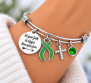 Green Awareness Ribbon Bracelet – Mental Health, Kidney Disease & Faith Over Fear Encouragement Gift