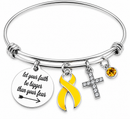 Gold Ribbon Childhood Cancer Awareness Bracelet – Faith Over Fear Christian Pediatric Cancer Warrior Gift