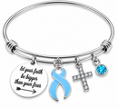 Light Blue Ribbon Prostate Cancer Awareness Bracelet – Faith Over Fear Christian Cancer Survivor Gift