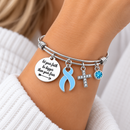Light Blue Ribbon Prostate Cancer Awareness Bracelet – Faith Over Fear Christian Cancer Survivor Gift
