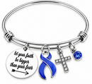Periwinkle Awareness Ribbon Bracelet – Stomach Cancer Faith Over Fear Christian Survivor Gift