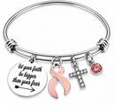 Peach Ribbon Uterine Cancer Awareness Bracelet – Endometrial Cancer Faith Over Fear Survivor Gift