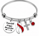 Red & White Awareness Ribbon Faith Bracelet – “Let Your Faith Be Bigger Than Your Fear”