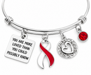 Red & White Awareness Ribbon Bracelet, You Are More Loved Gift, Aplastic Anemia DVT Head Neck Cancer Support Jewelry
