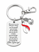 Head & Neck Cancer Awareness Keychain, Red & White Ribbon Oral Cancer & Throat Cancer Support Gift, Laser Engraved Inspirational Cancer Keychain, Survivor Gift, Ready-to-Gift Box