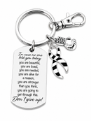 Zebra Awareness Ribbon “Don’t Give Up” Keychain – Rare Disease Warrior & Rare Cancer Gift