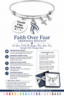 ALS Awareness Bracelet – Blue & White Ribbon Faith Over Fear Bracelet, ALS Warrior Caregiver Gift