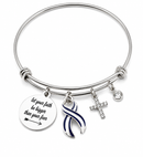 ALS Awareness Bracelet – Blue & White Ribbon Faith Over Fear Bracelet, ALS Warrior Caregiver Gift