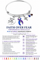 Blue & Purple Awareness Ribbon Bracelet – Faith Over Fear Warrior Survivor Christian Encouragement Gift