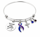 Blue & Purple Awareness Ribbon Bracelet – Faith Over Fear Warrior Survivor Christian Encouragement Gift