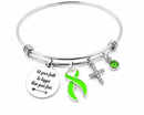 Lime Green Ribbon Lymphoma Awareness Bracelet – Non-Hodgkin Lymphoma, Lyme Disease Faith Over Fear Gift