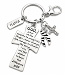Choose Your Awareness Ribbon Color Faith Keychain – Cancer Survivor, Warrior & Chronic Illness Gift
