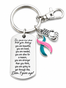 BRCA Hereditary Breast & Ovarian Cancer Awareness Keychain – Pink & Teal Ribbon Cancer Support Gift, Laser Engraved Inspirational Keychain, Previvor Survivor Gift, Ready-to-Gift Box
