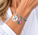 Pink & Teal Awareness Ribbon Bracelet – Previvor BRCA1 BRCA2 Faith Over Fear Christian Gift