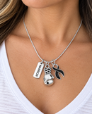 Black Awareness Ribbon Warrior Boxing Glove Necklace – Melanoma, Grief & Mourning Support Jewelry