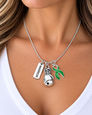 Green Awareness Ribbon Warrior Necklace – Mental Health, Kidney Disease & Organ Donation Boxing Glove Jewelry