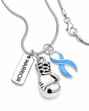 Light Blue Awareness Ribbon Warrior Necklace – Prostate Cancer & Men’s Health Boxing Glove Jewelry