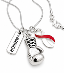 Red & White Awareness Ribbon Warrior Necklace – Head & Neck Cancer, Oral Cancer & Aplastic Anemia Fighter Gift