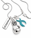 Teal Awareness Ribbon Warrior Necklace – Ovarian Cancer, PCOS & Teal Ribbon Support Jewelry