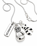 Choose Your Awareness Ribbon Warrior Necklace – Any Ribbon Color, Boxing Glove Fighter & Survivor Gift