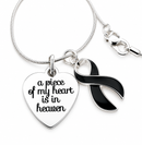 Black Ribbon Sympathy / Memorial Necklace - A Piece of my Heart is in Heaven