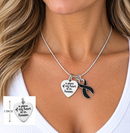 Black Ribbon Sympathy / Memorial Necklace - A Piece of my Heart is in Heaven