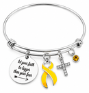 Gold Ribbon Childhood Cancer Awareness Bracelet – Faith Over Fear Christian Pediatric Cancer Warrior Gift
