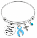 Light Blue Ribbon Prostate Cancer Awareness Bracelet – Faith Over Fear Christian Cancer Survivor Gift