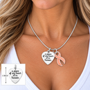 Peach Ribbon Charm Necklace - Memorial / Remembrance Gift - A Piece of My Heart is in Heaven