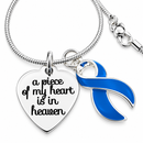 A Piece of My Heart Is in Heaven Memorial Necklace – Periwinkle Awareness Ribbon Jewelry, Sympathy & Remembrance Gift