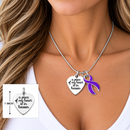 A Piece of My Heart Is in Heaven Memorial Necklace – Purple Awareness Ribbon Jewelry, Sympathy & Remembrance Gift