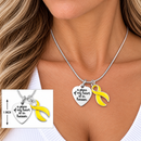 A Piece of My Heart Is in Heaven Memorial Necklace – Yellow Awareness Ribbon Jewelry, Sympathy & Remembrance Gift
