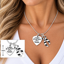 A Piece of My Heart Is in Heaven Memorial Necklace – Zebra Print Awareness Ribbon Jewelry, Sympathy & Remembrance Gift